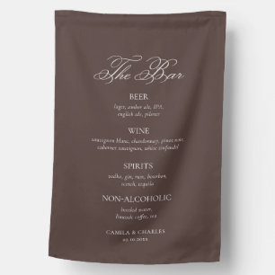 Simple Chocolate Brown Wedding Bar Fabric Sign
