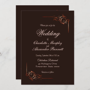 Simple Chocolate Brown Wedding Invitation