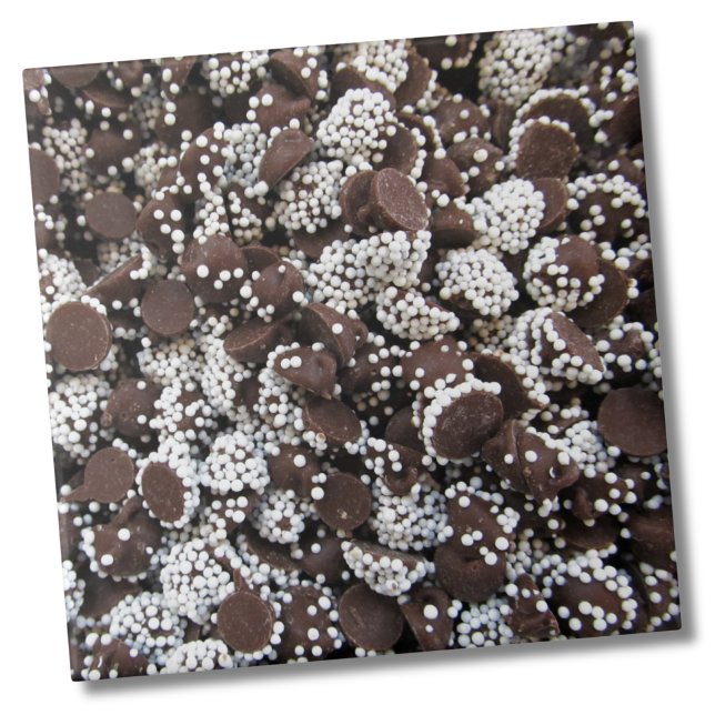Simple Chocolate Candy Pattern Ceramic Tile (Cute Unique Brown White Candy Chocolate Chip Ceramic Tile)