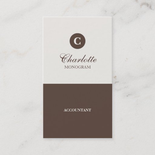 Customizable Simple Chocolate &amp; Cream Monogram Business Cards