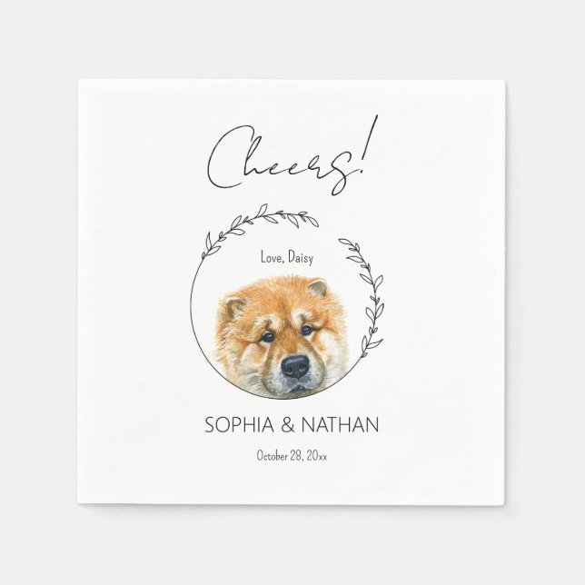 Simple Chow Chow Dog Wedding Cocktail  Napkins (Front)