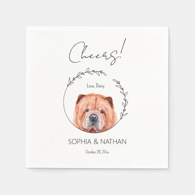 Simple Chow Chow Dog Wedding Cocktail  Napkins (Front)