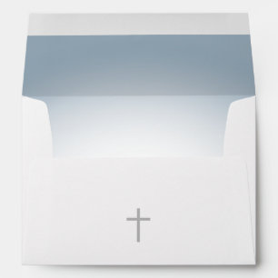 Simple Christian Cross Dusty Blue Return Address Envelope