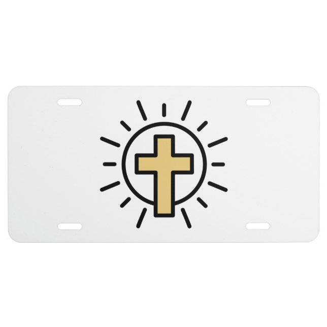 Simple Christian Cross License Plate (Front)