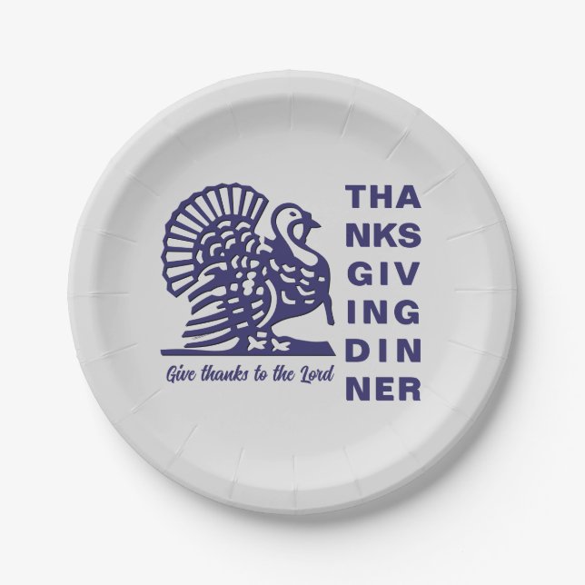 Simple Christian THANKSGIVING DINNER Paper Plates (Front)