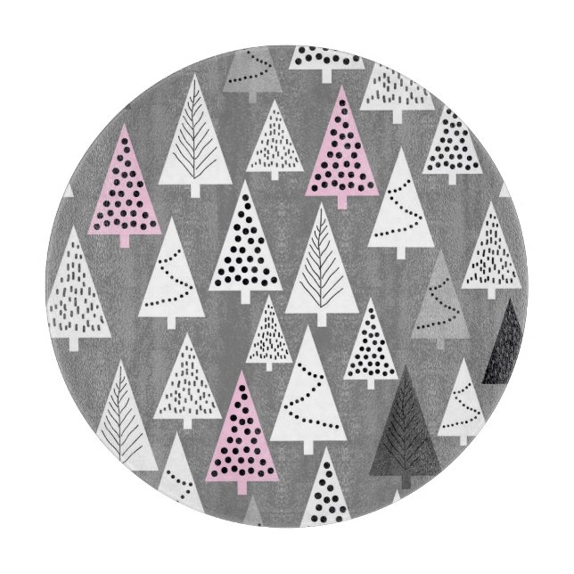 Simple Christmas: Abstract Tree Pattern Cutting Board (Front)