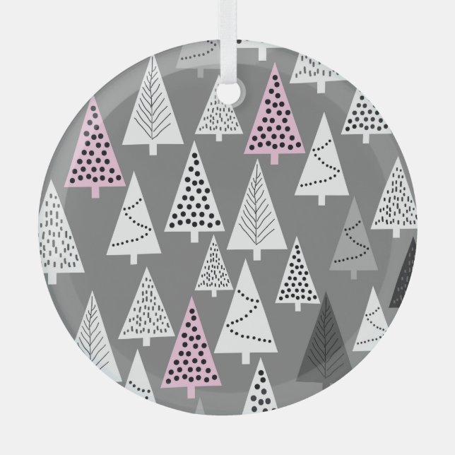Simple Christmas: Abstract Tree Pattern Glass Ornament (Front)