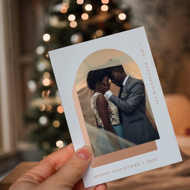 Simple Christmas Arch | Modern Two Photo Foil Holiday Card (Creator Uploaded)