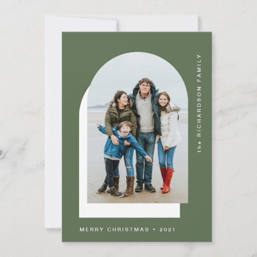 Simple Christmas Arch  Modern Two Photo Holiday Card