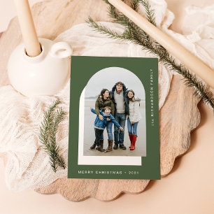 Simple Christmas Arch Modern Two Photo Holiday Card