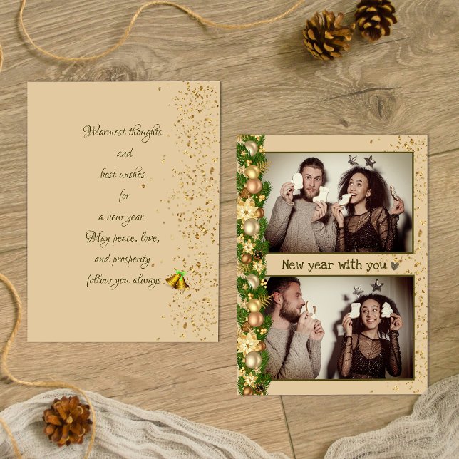  Simple Christmas balls 2 photo Holiday Card (Creator Uploaded)