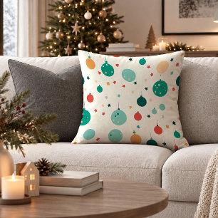 Simple Christmas Balls Red Green Pillow Cover Art