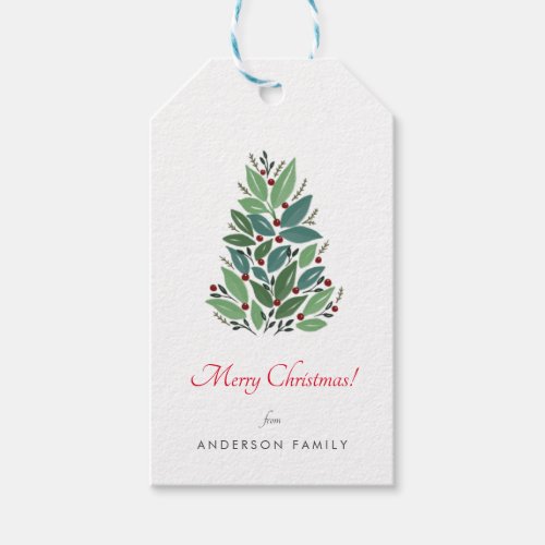 Simple Christmas Cherry Tree Holidays Gift Tags