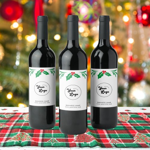 Simple Christmas Custom Business Company Logo Wine Label