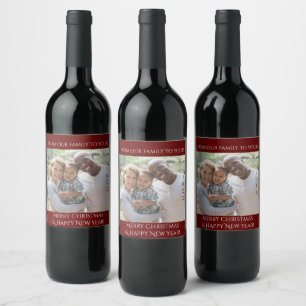 Simple Christmas Family Photo 20XX Wine Label