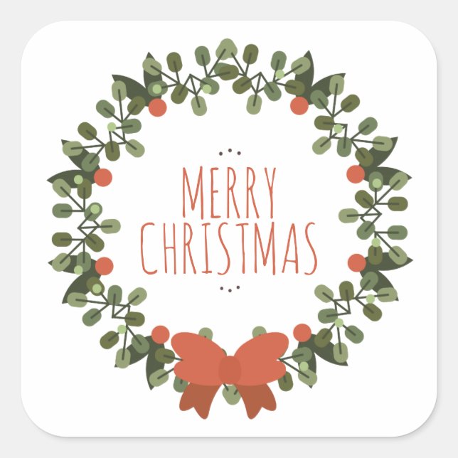 Simple Christmas Floral Wreath Sticker Seal (Front)