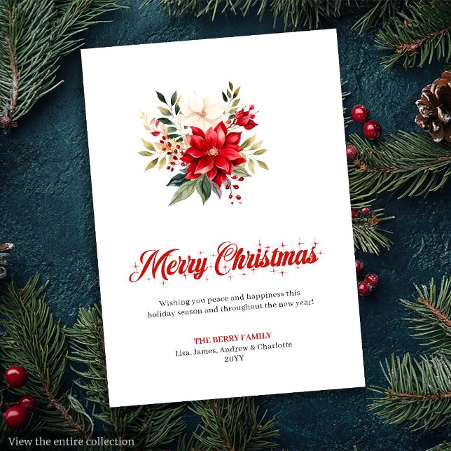 Simple Christmas Flowers Custom Greeting Card (Simple Christmas Flowers Custom Greeting Card

)