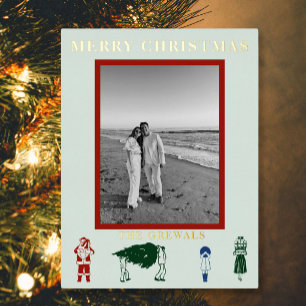 Simple Christmas Foil Holiday Postcard