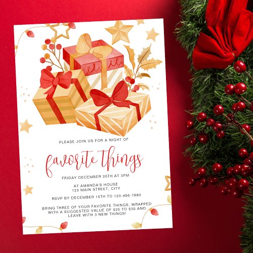 Simple Christmas Gift Boxes Favorite Things Party Invitation