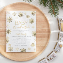Simple Christmas Gold Baby Its Cold Outside Shower Invitation