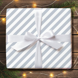Simple Christmas Gray and White Diagonal Stripes Wrapping Paper