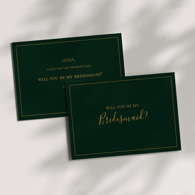 Simple Christmas | Green Bridesmaid Proposal Card (Creator Uploaded)