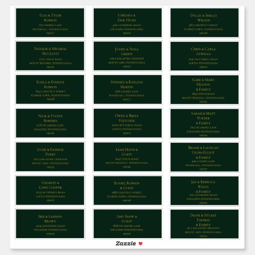 Simple Christmas Green  Guest Address Labels