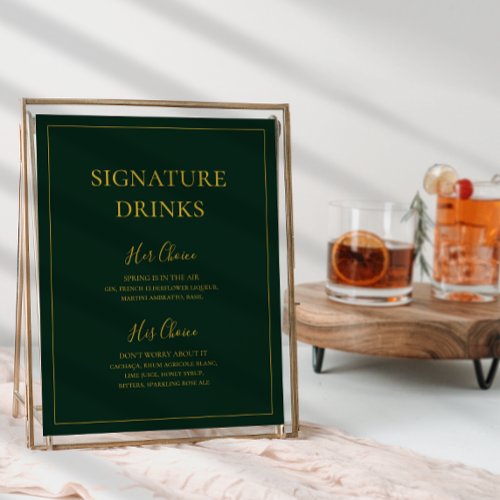 Simple Christmas  Green Signature Drinks Sign