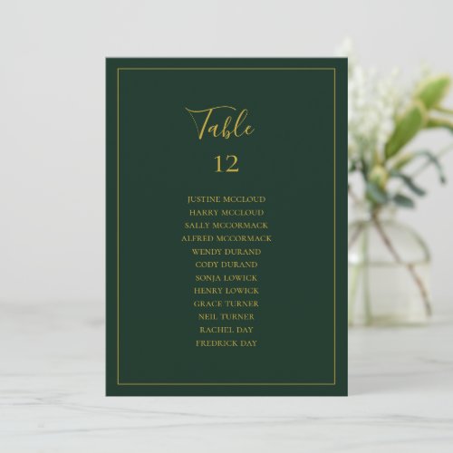 Simple Christmas Green Table Number Seating Chart