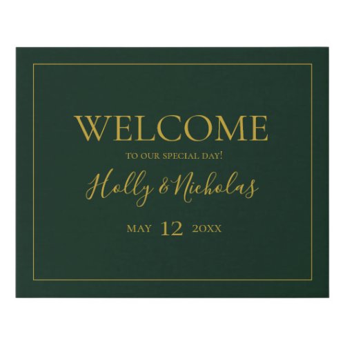 Simple Christmas  Green Welcome Faux Canvas Print