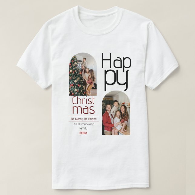  Simple Christmas holidays Modern Typography Photo T-Shirt (Design Front)