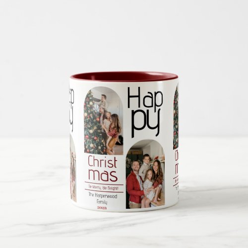  Simple Christmas holidays Modern Typography Photo Two_Tone Coffee Mug