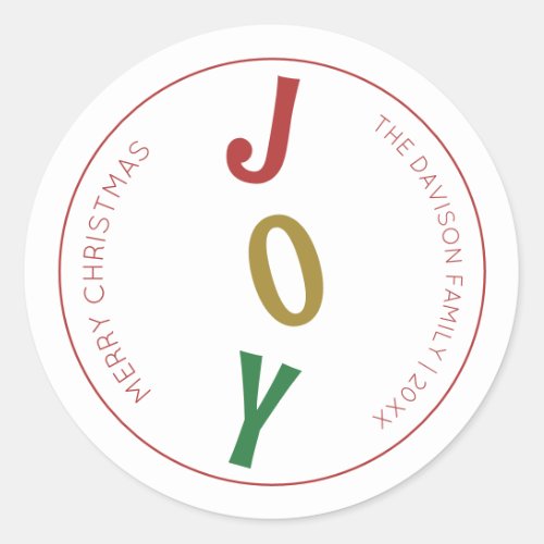 Simple Christmas Joy Envelope Seal and Gift Label
