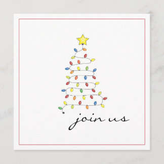 Simple Christmas Light Tree Party Invitation