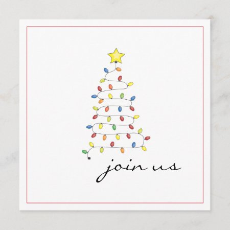 Simple Christmas Light Tree Party Invitation