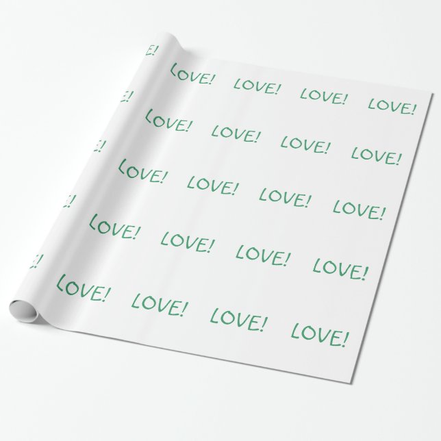 Simple Christmas Love Holiday Green Font Wrapping Paper (Unrolled)