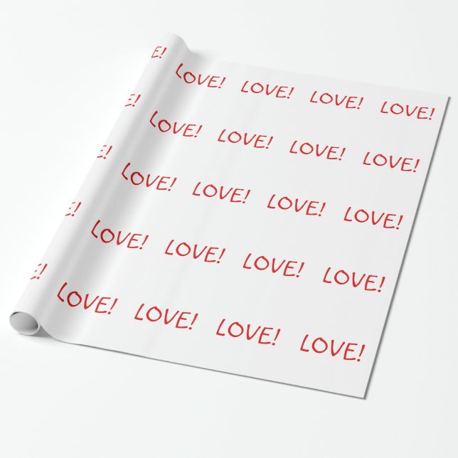 Simple Christmas Love Holiday Red Font Wrapping Paper (Unrolled)
