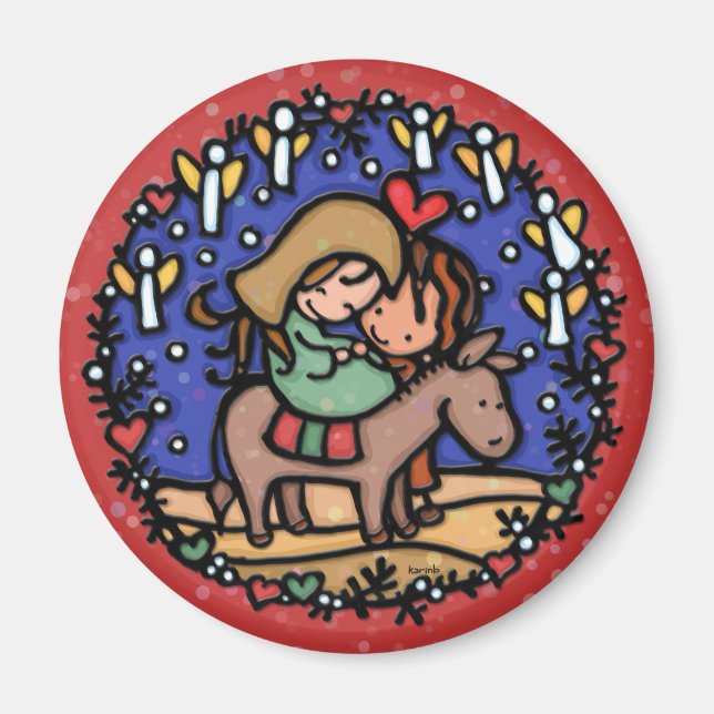 Simple Christmas.Love was born. Jesus. RED Magnet (Front)