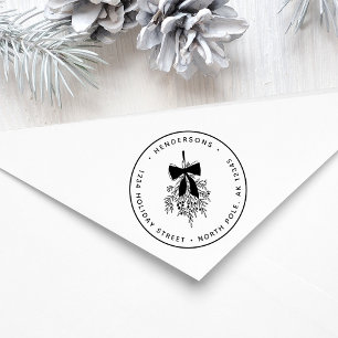 Simple Christmas Mistletoe Return Address Self-inking Stamp