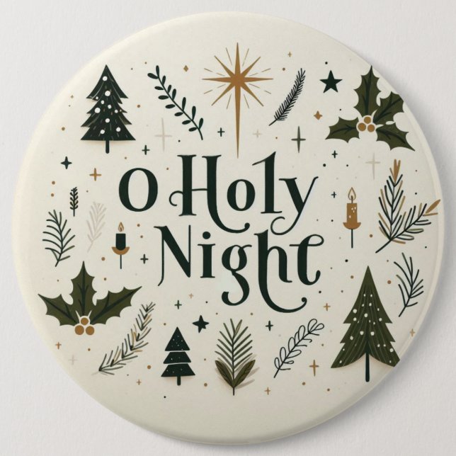 Simple Christmas O Holy Night Button (Front)