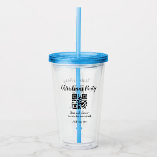 Simple christmas party website barcode QR add name Acrylic Tumbler