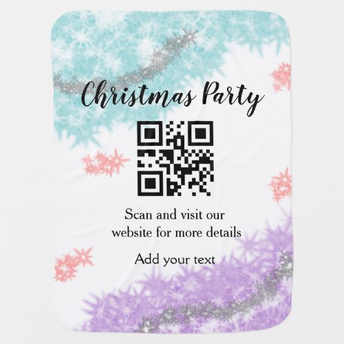 Simple christmas party website barcode QR add name Baby Blanket