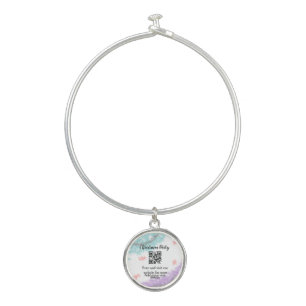 Simple christmas party website barcode QR add name Bangle Bracelet