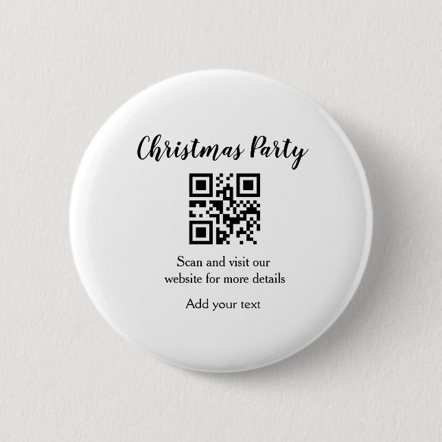 Simple christmas party website barcode QR add name Button (Front)