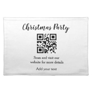 Simple christmas party website barcode QR add name Cloth Placemat