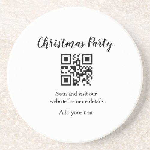 Simple christmas party website barcode QR add name Coaster