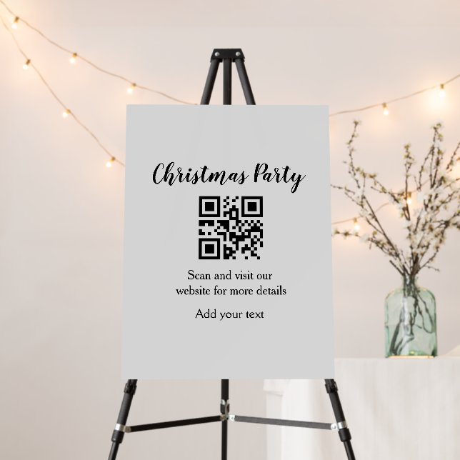 Simple christmas party website barcode QR add name Foam Board (In Situ (Stand))