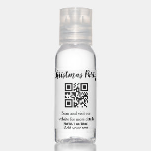 Simple christmas party website barcode QR add name Hand Sanitizer