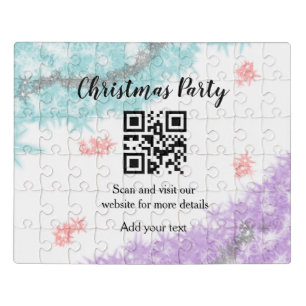 Simple christmas party website barcode QR add name Jigsaw Puzzle