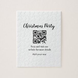 Simple christmas party website barcode QR add name Jigsaw Puzzle